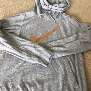 Nike cowl neck hoodie. Grey with rose gold accent